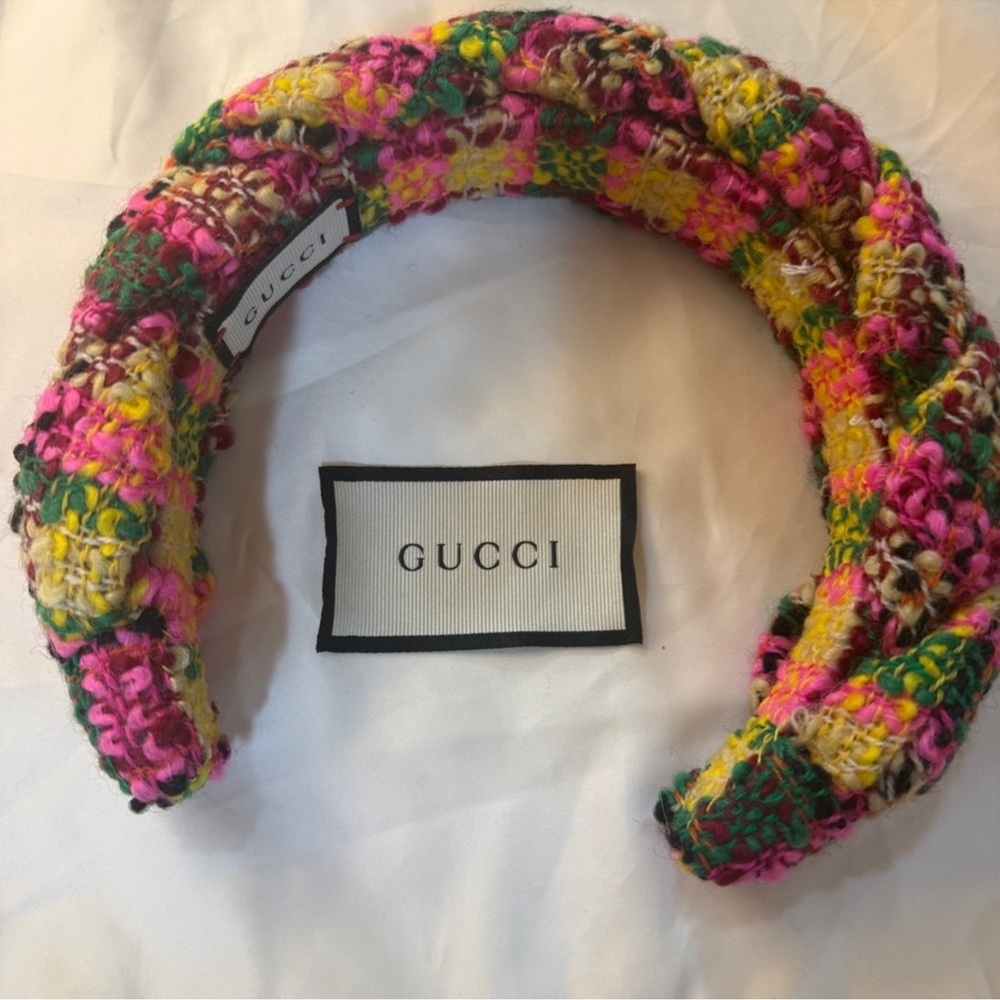 Gucci Multicolor Wool Tweed Braided Headband